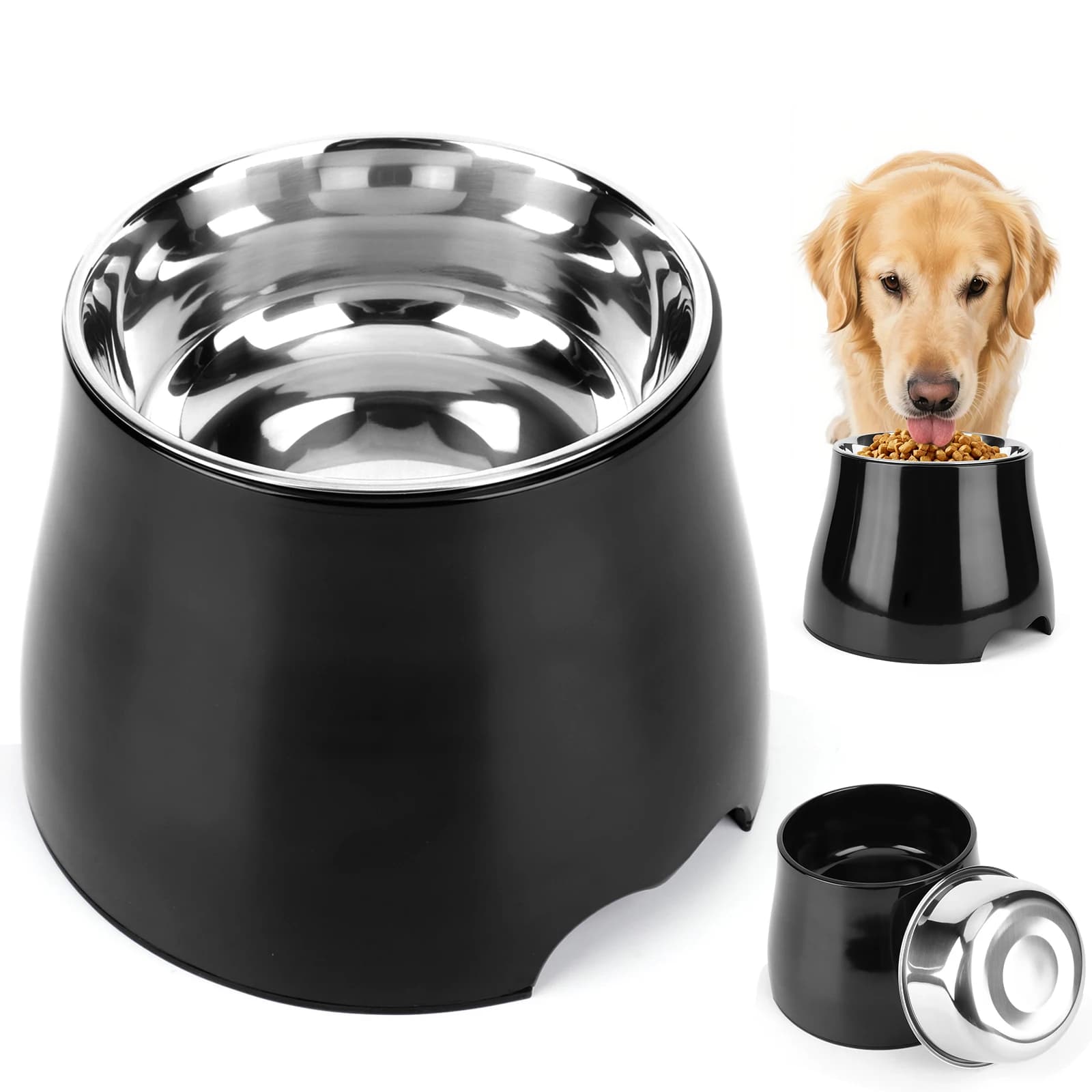 Stainless Steel Dog Food and Water Bowl with Anti-Skid Rubber Base Spill Proof Dog Food Bowl for Small Medium Large Sized Pets