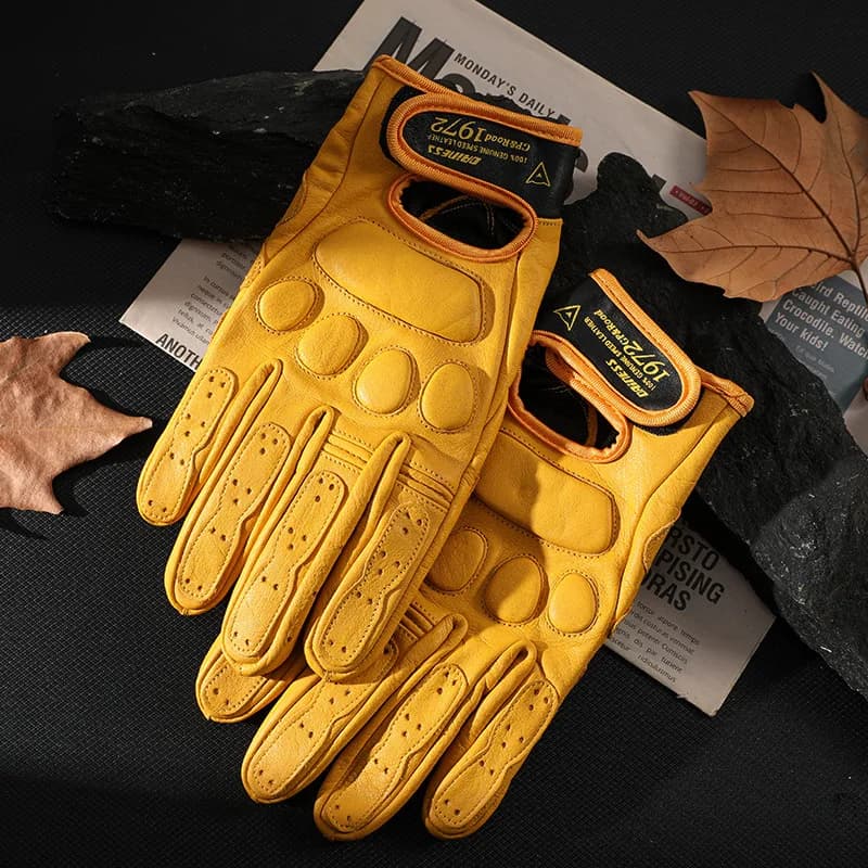 Bike Gloves for motorcycle Leather with whole fingers Wear resistant touchscreen protection Motocross Racing Leather cow