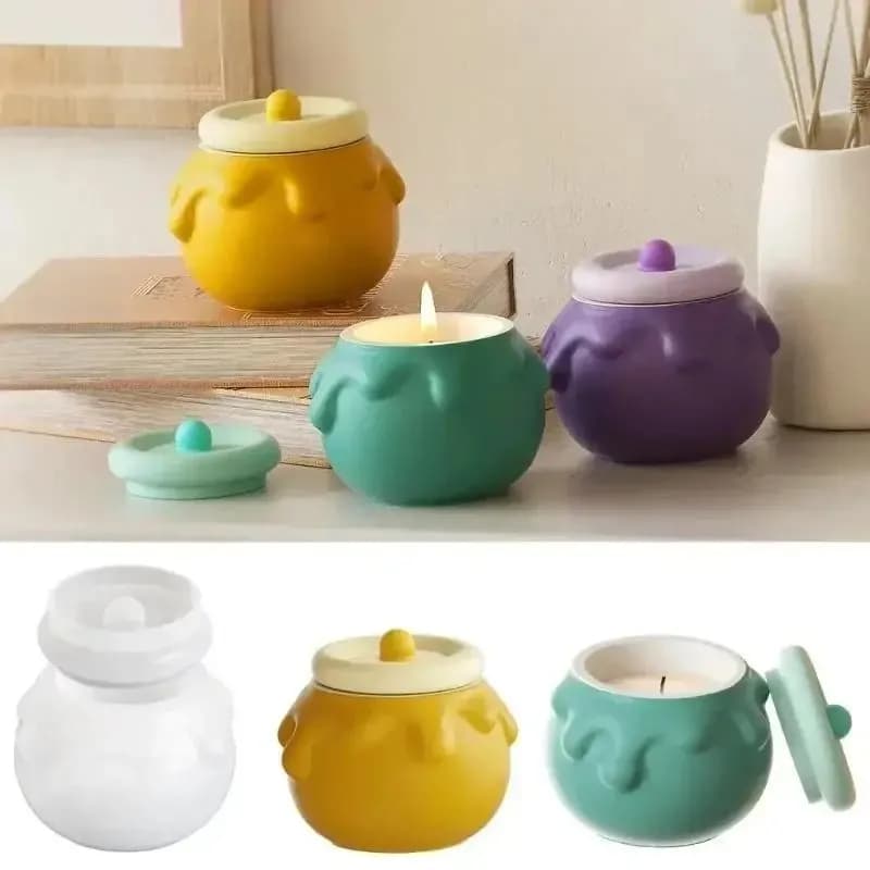 Stampo in silicone fai da te per contenitore portaoggetti, barattolo, tazza per candele, stampo in silicone per gesso, per creazione gioielli e contenitori a forma di barattolo di miele