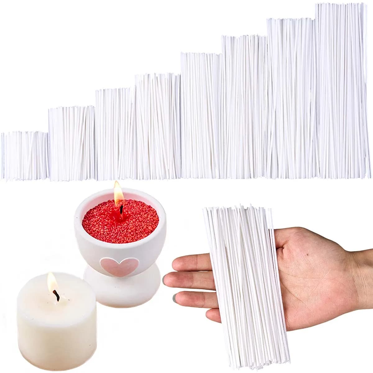 Set di 50 Stoppini in Cotone Cerato per Candele, 5-20cm, Senza Fumo, per Candele Fai-da-Te in Cera di Soia, Materiali per Creazione di Candele