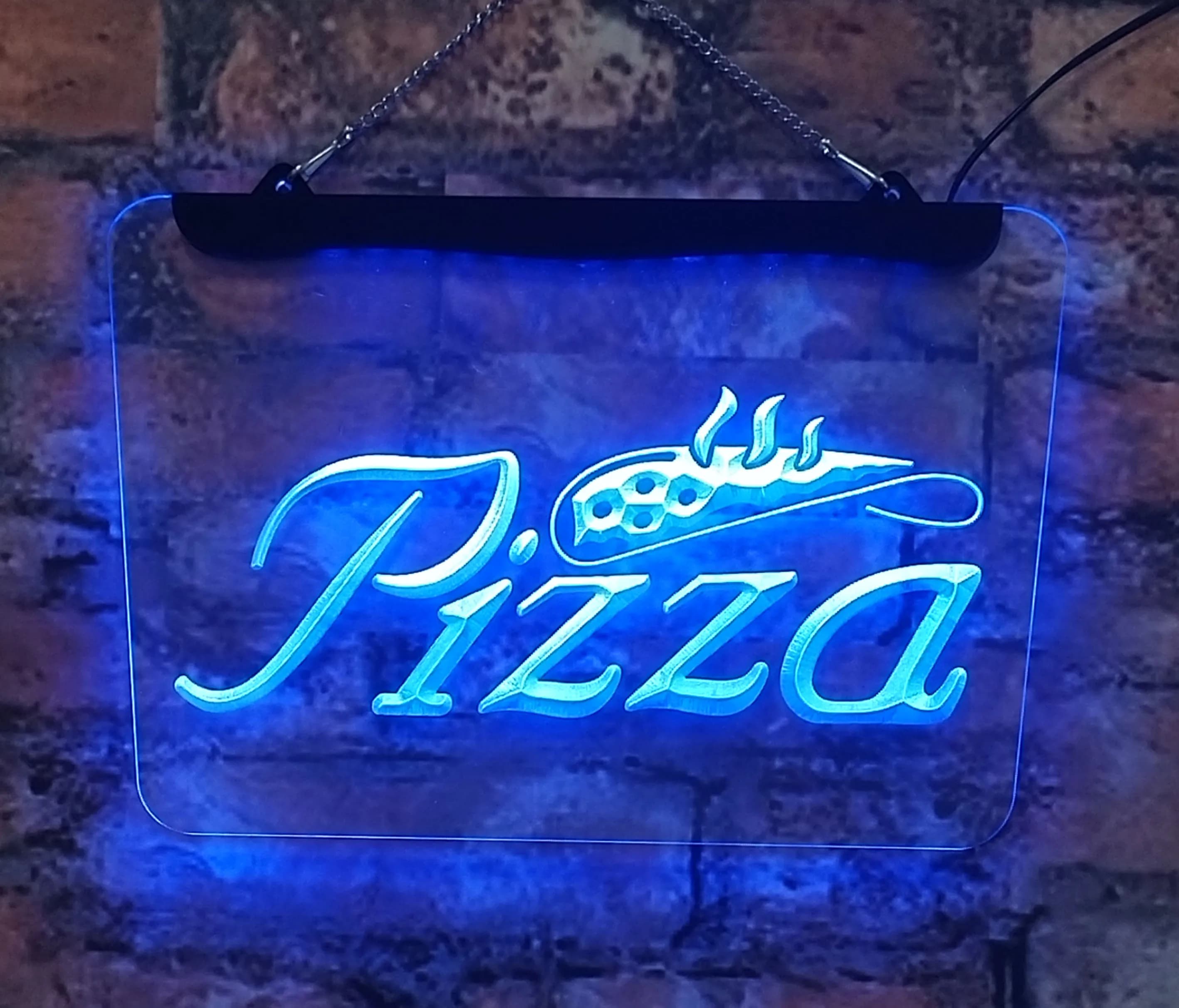 Insegna al neon per pizzeria, ristorante, in acrilico, decorazione per la casa, arte da parete per interni, blu 20*30, per stanze, negozi, regali per feste
