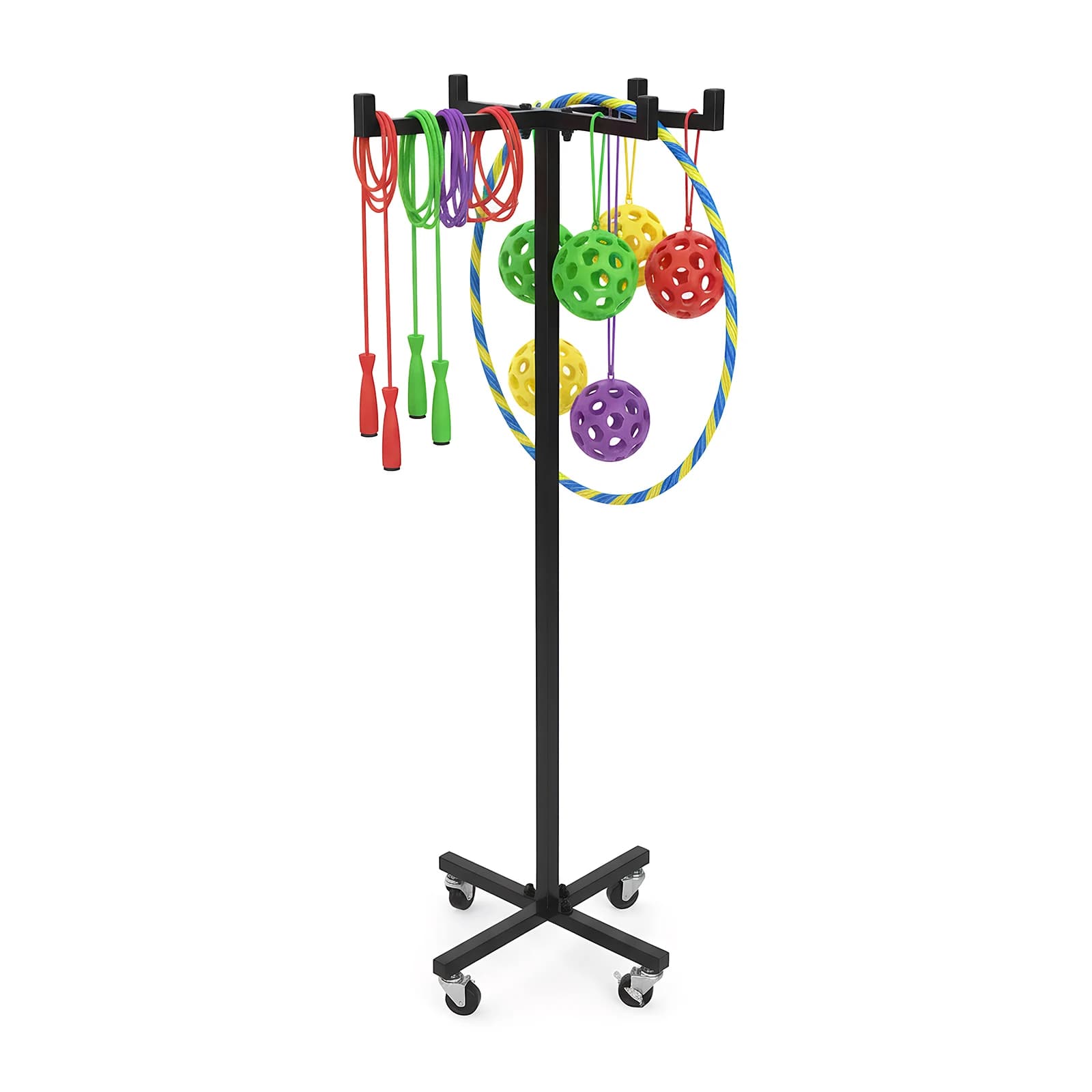 Bearing trolley with wheels for jumping ropes and gymnastic circles, height 120 cm/46.8 inch, equipment for nurseries