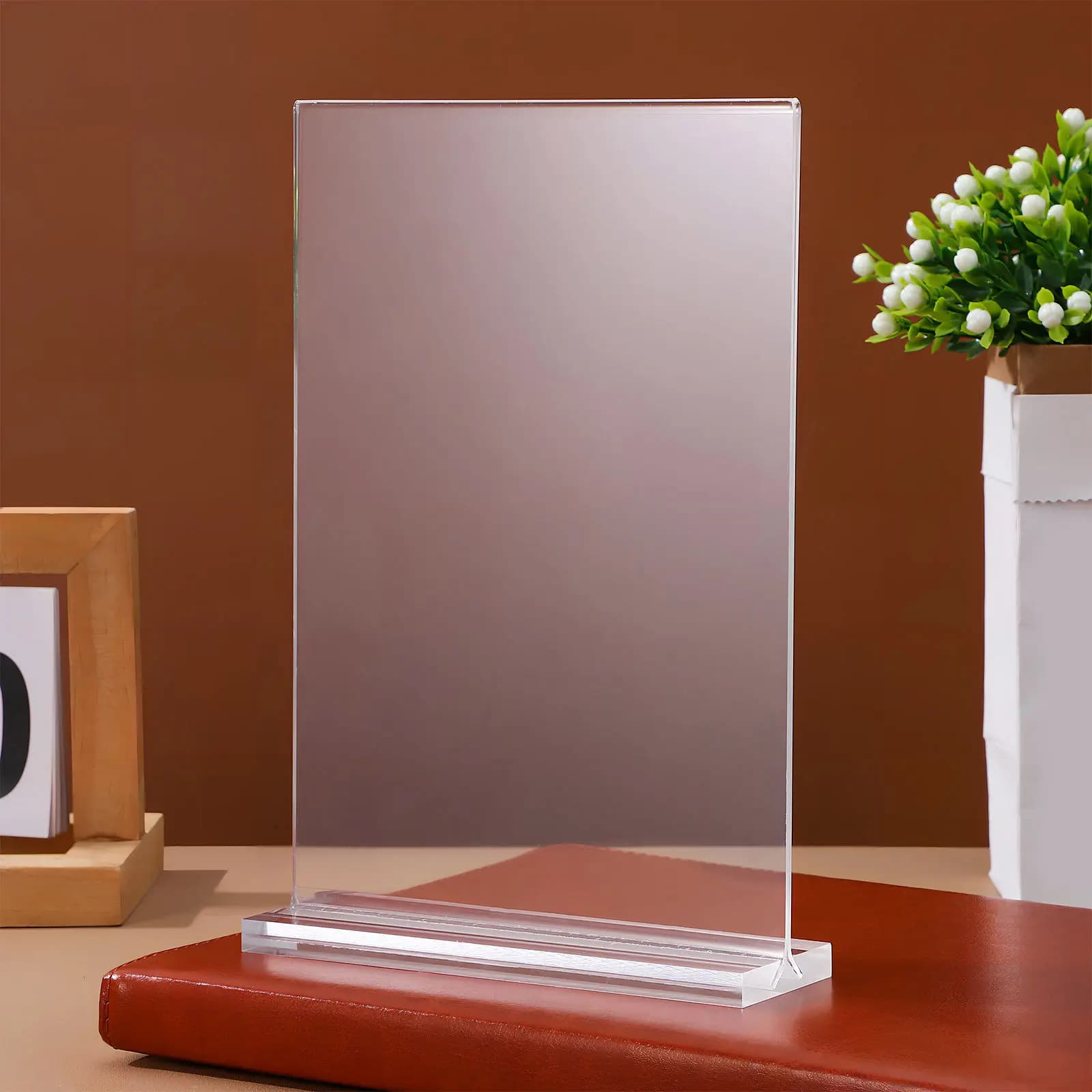 Supporto in acrilico da 6 pezzi per porta documenti da scrivania, porta cartelli trasparente, espositore per menu, etichette, brochure, formato A5, forniture per ufficio