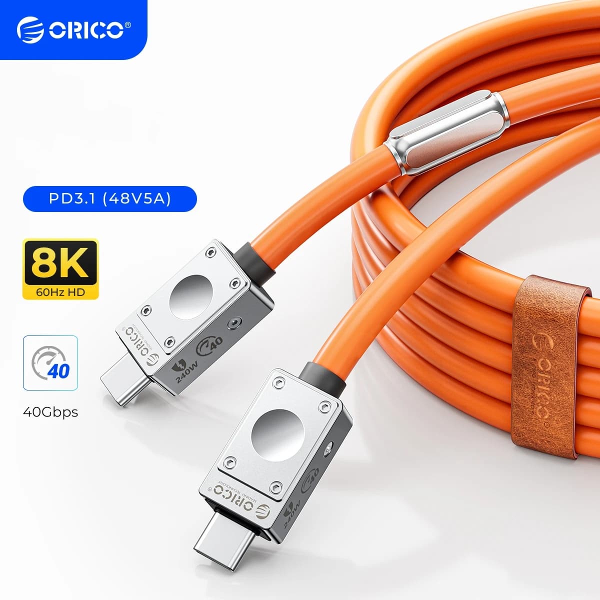 Cavo ORICO USB4 240W PD cavo USB C linea dati in Silicone cavo di ricarica rapida Thunderbolt 3 8K per Tablet Laptop Samsung MacBook