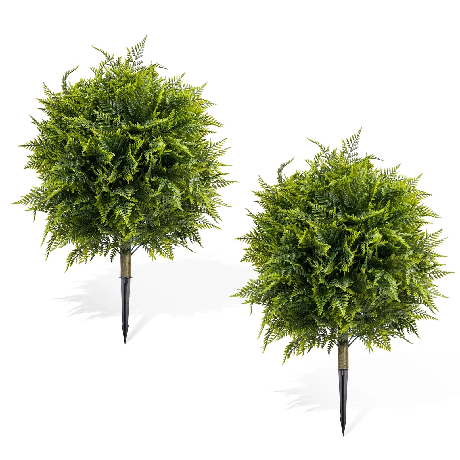 2 Pezzi di Sfere Artificiali di Faggio 90x60cm con Picchetto di Terra, Piante Finte Resistenti alle Intemperie per Decorazione di Casa, Giardino, Balcone