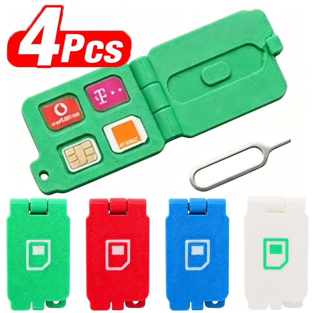 Kit Adattatore Universale per Mini SIM con Scatola di Archiviazione per Nano Micro SIM e Schede di Memoria, Custodia Porta Schede con Ago di Rimozione