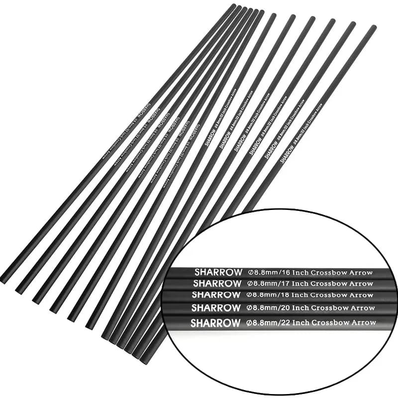 6/12pcs Aste per frecce in carbonio 16/17/18/20/22 pollici Albero per frecce ID7.6mm OD8.8mm Bulloni per balestra Caccia Tiro con l'arco Tiro al bersaglio