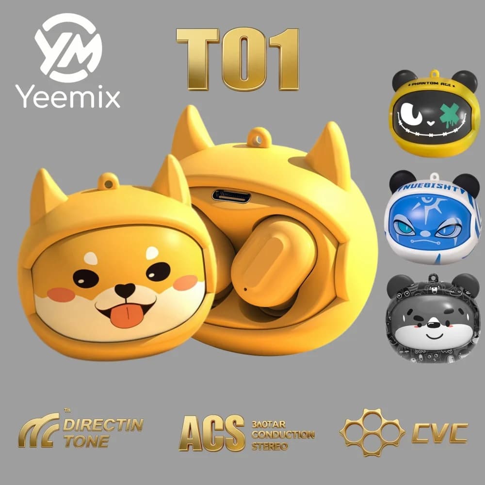 YEEMIX T01 New Wireless Gaming Headphones with Rotating Design, Stereo Hi-Fi In-Ear Headphones with Touch Control for Xiaomi
