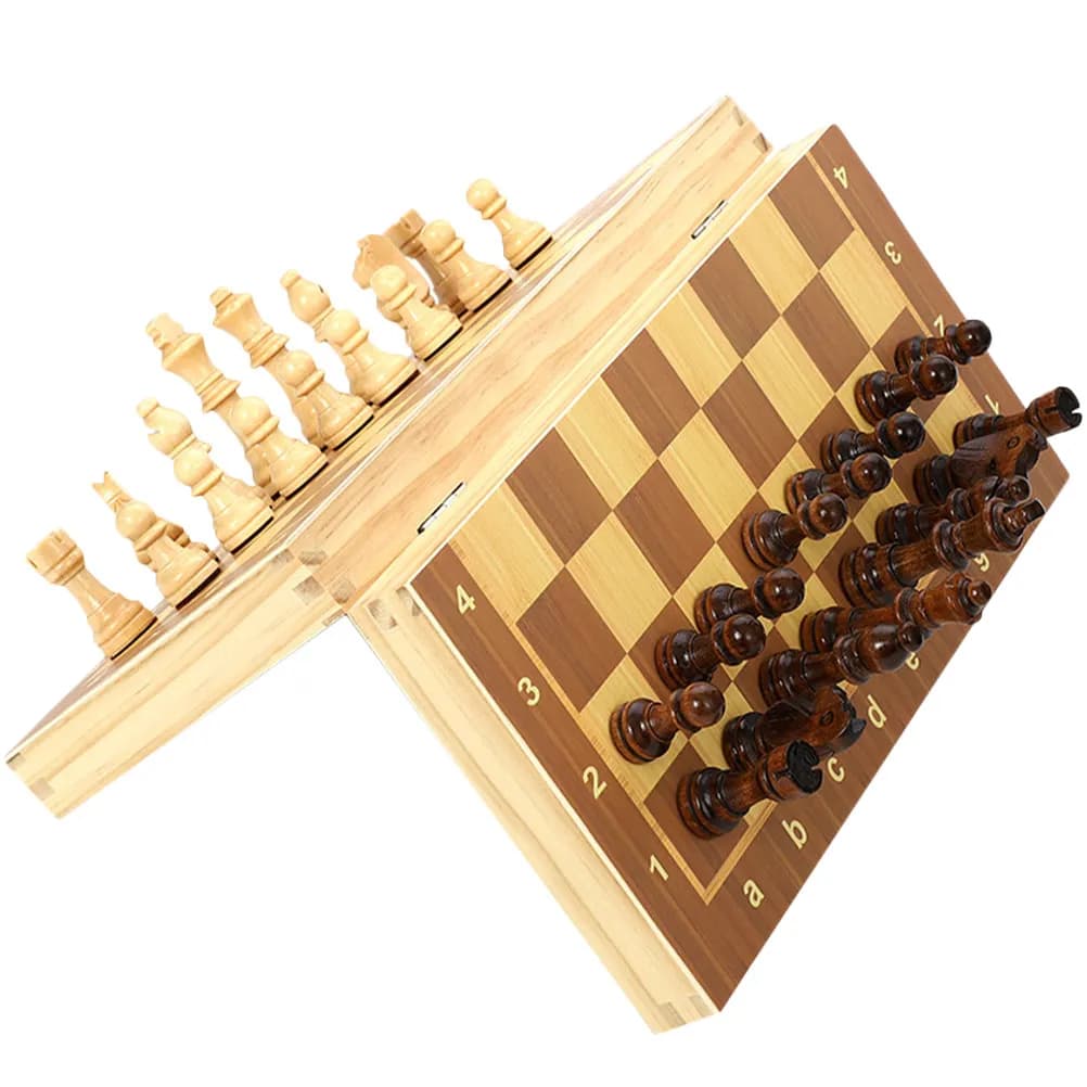 Set di Scacchi Internazionali in Legno con Pezzi Magnetici Premium e Scacchiera Pieghevole per Adulti e Bambini, Gioco da Tavolo Educativo per l'Allenamento degli Scacchi