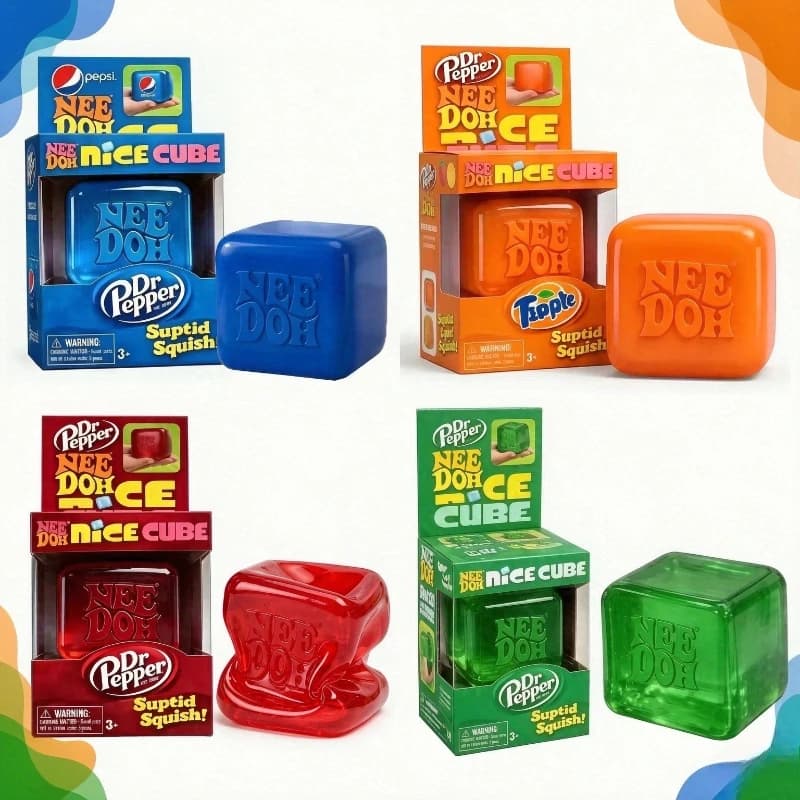 NeeDoh Nice Cube Sensory Fidget Squish Toy Portable Stress Reliever Anxiety Calm Focus Cube Toy Gift For All Ages