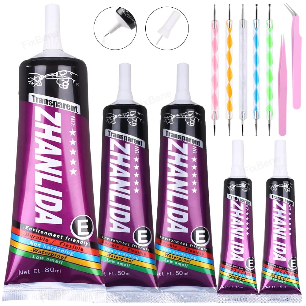 Colla di precisione impermeabile Adesivo forte Tessuto trasparente Panno Tessile Gioielli Strass Cassa del telefono Modelli di nail art Sigillante