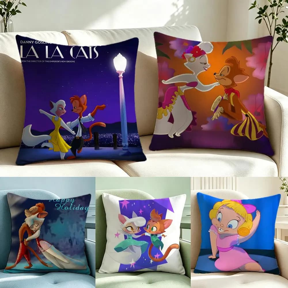 Cartoon Cats Don't Dance Cushion Cover Short Plush Cushion Cover Double Sided Print Washable Sofa Pillowcase Home Decor Gift