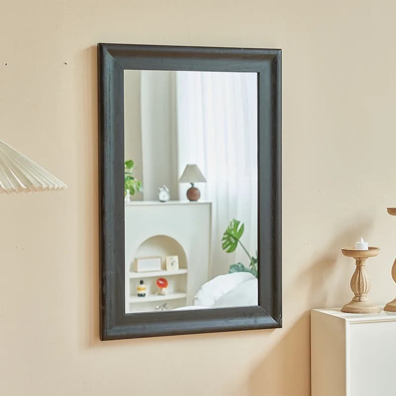 Cornice portafoto in legno massello, da appendere a parete, specchio da bagno, specchio decorativo da parete per hotel e alloggi, specchio quadrato da camera da letto per trucco