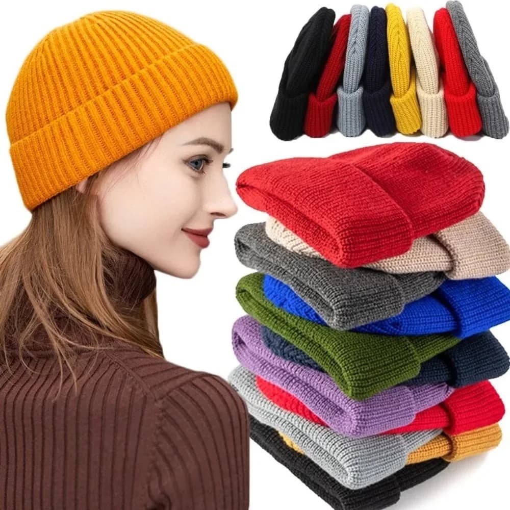 Solid Knitted Hat Winter Hats For Men Skullies Beanies Men Women Cap Autumn Beanie Hat Gorro Warm Skull Bonnet Men's Winter Cap