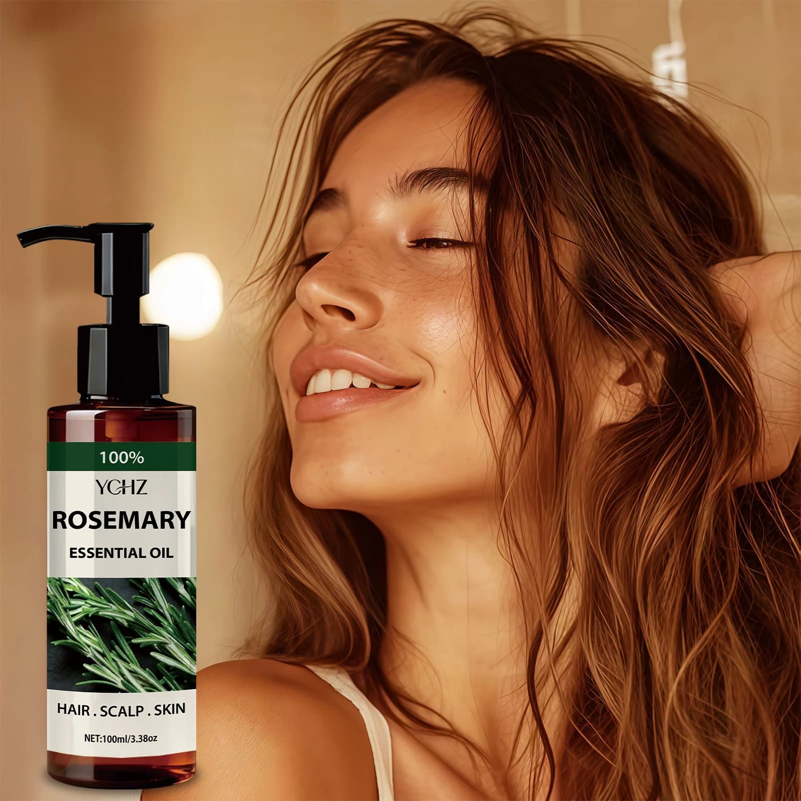 Biotin Hair Oil with Rosemary and 100% Rosemary Essential Oil 3.38oz, Quickly Absorbs, Deeply Moisturizes Hair, Makes Dry and Rough Hair Smooth, Gently Prevents Split Ends, and Adds Shine