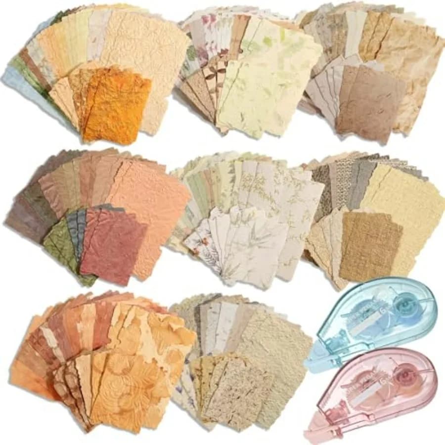 226 Sheets Vintage Scrapbook Paper Kit with Photo Tapes, Textured Scrapbooking Supplies Craft Paper for Junk Journal Supplies P