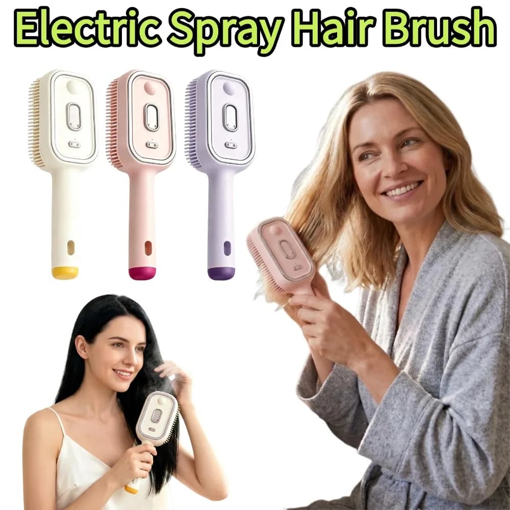 Misting Hair Brush Electric Spray 2-In-1 Massage Comb Water Spray Air Cushion Brush Reduce Frizz Anti Static Hair Straightener