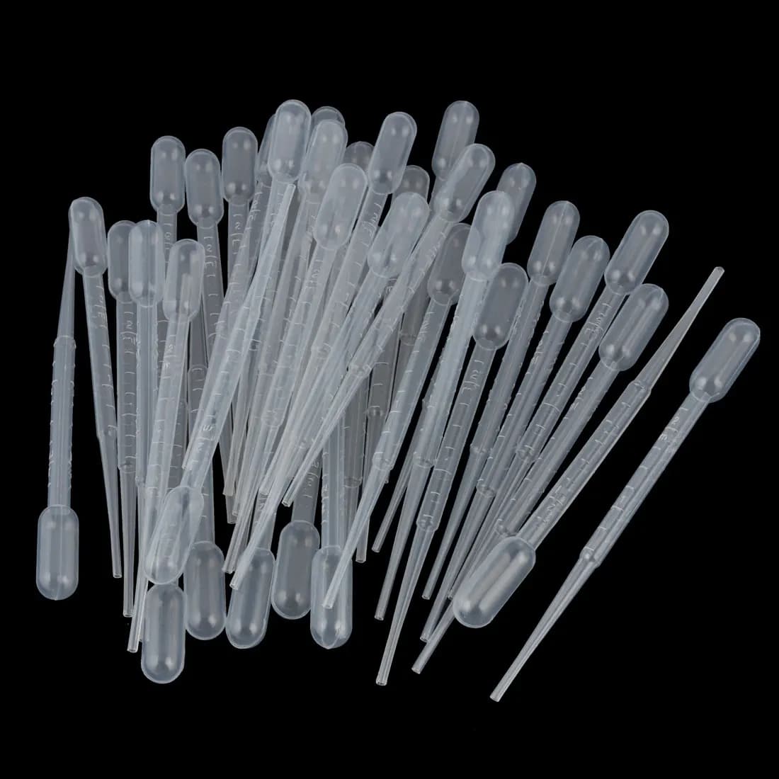 100Pcs 2ML Plastic Disposable Pipette Transfer Graduated Pipettes Liquid Dropper for Ear Eye Essential Oils Alcohol Paint Lab