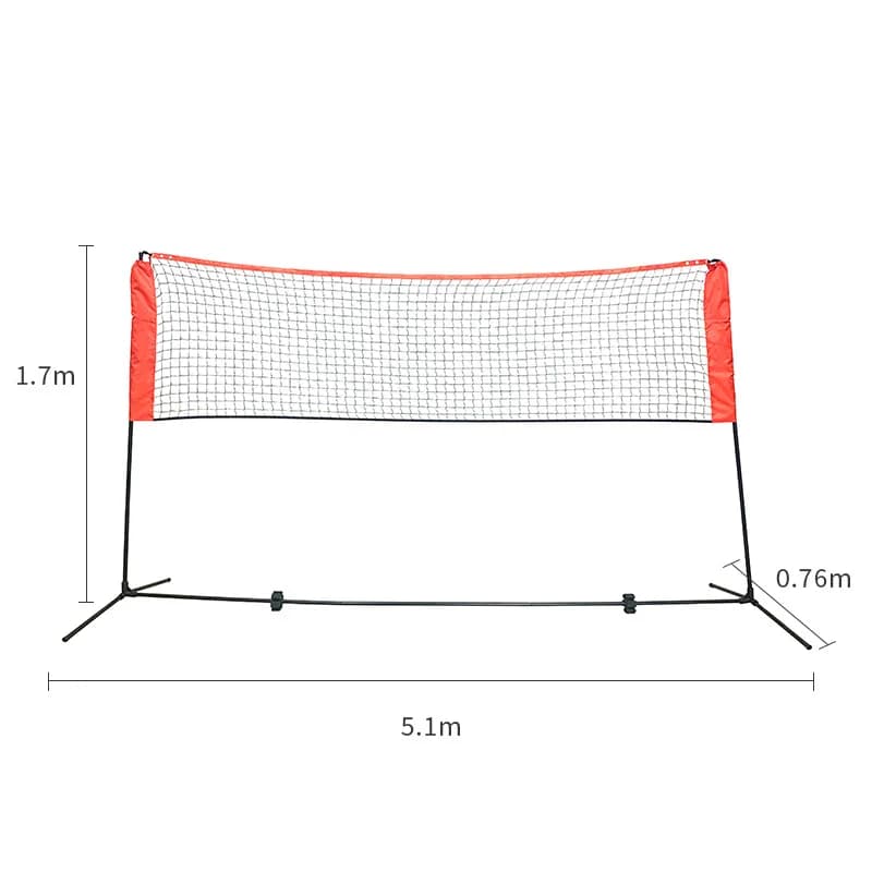 Special badminton net for competitions, with removable, folding, mobile and portable volleyball net.