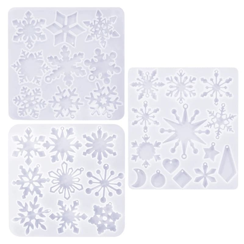 Stampo in silicone per fiocchi neve Stampo in resina natalizia per ornamento pendente portachiavi fai-da-te
