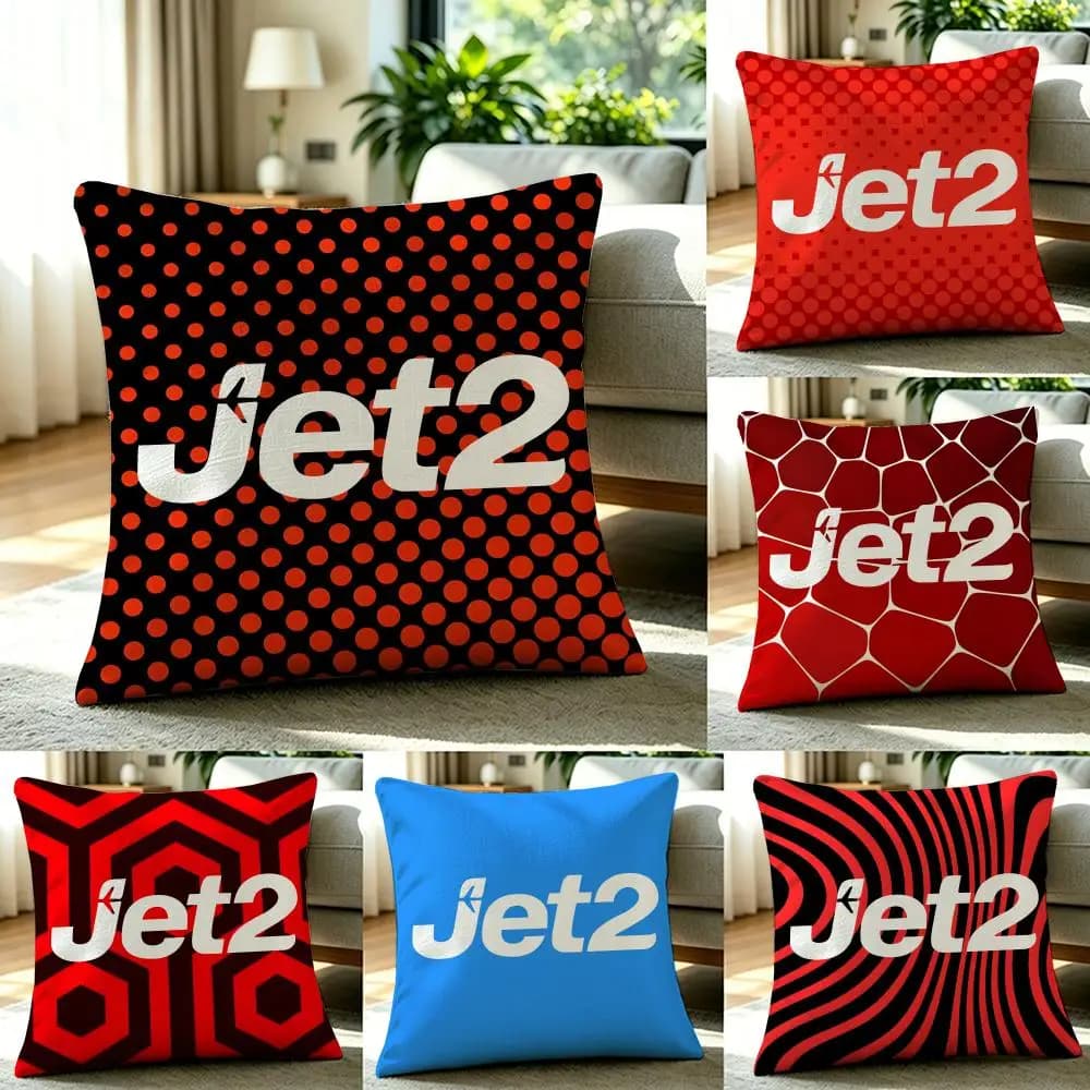 1P-Jet 2 Airlines Cushion Cover Natural Linen Pillowcase Set, All-in-One Decor for Sofa, Bedroom & Chair