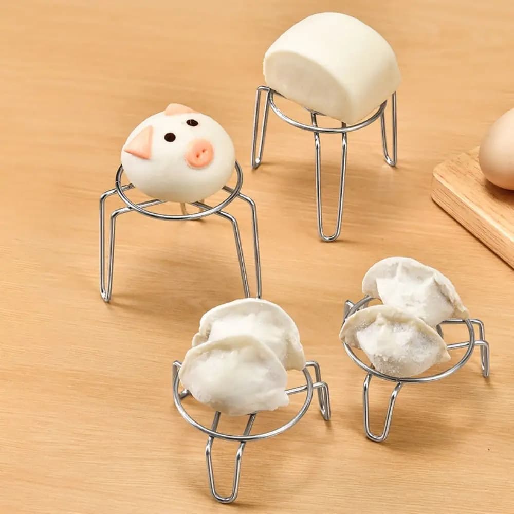 6PCS Stainless Steel Mini Steaming Rack Rust-resistant Bold Egg Steamer Rack High/Short Feet Air Fryer Steaming Rack Cup