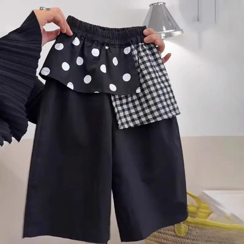 Pantaloni a gamba larga a pois per ragazze, pantaloni estivi sottili ad asciugatura rapida, pantaloni casual alla moda per bambini