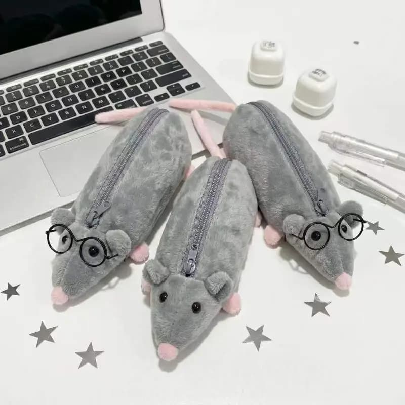 1Pc St-selling Cute Octopus Mouse Pencil Case, Mouse-shaped Pencil Case, Plush Toy Student Stationery Organizer For Girls, Niche
