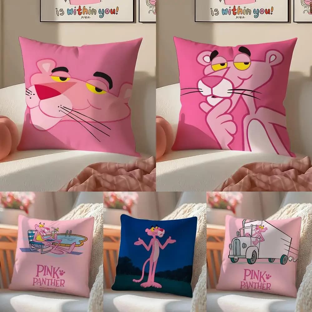 The Pink P-Panther CUTE Cushion Cover Short Plush Pillowcase Sofa Decorative Cushion Bed Pillow Gift Idea