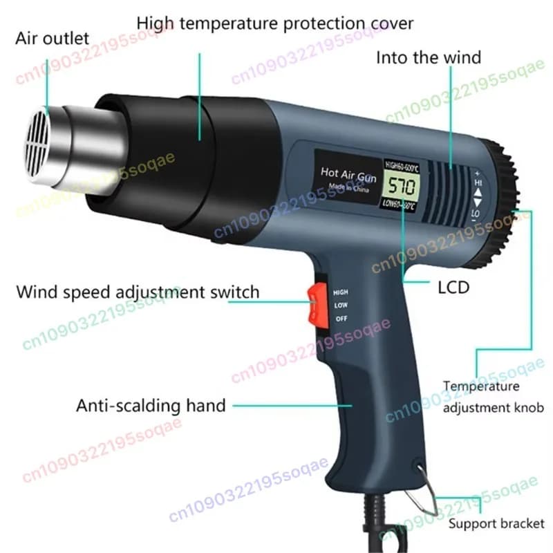 Pistola ad Aria Calda 2000W con Temperatura Regolabile 110~1112 ° Pistola Termica ad Aria Calda e Fredda per Uso Industriale, Domestico e Fai-da-Te