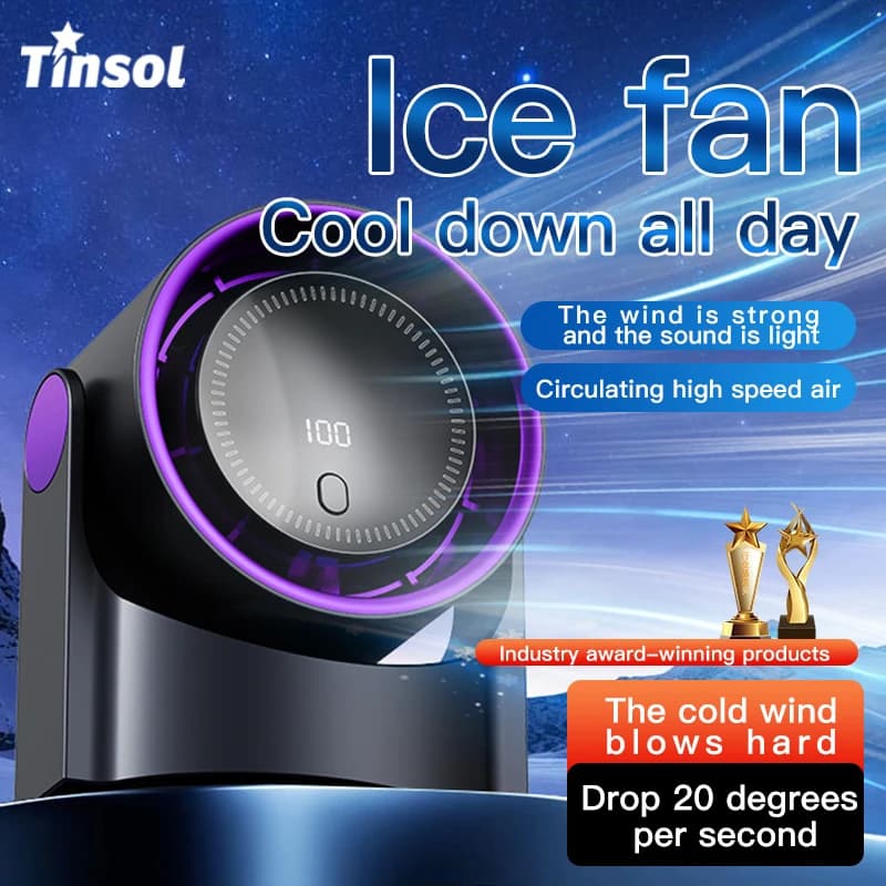 TINSOL Nuovo Ventilatore Elettrico da Tavolo, Circolatore d'Aria Portatile Wireless Silenzioso per Casa, Adatto per Scrivania, Parete e Soffitto