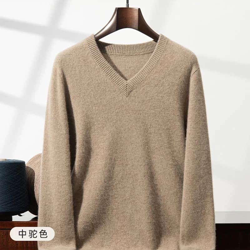 Maglione di cashmere ispessito da uomo con scollo a V maglione di puro cashmere moda uomo maglione di lana pullover manica lunga fondo lavorato a maglia