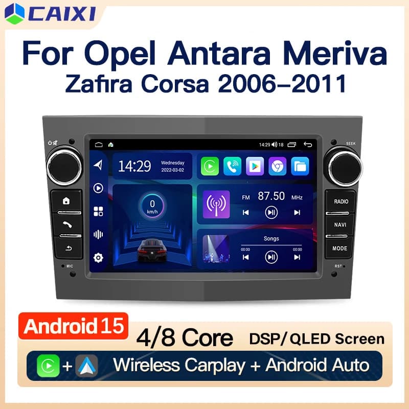 Autoradio stereo LEHX 7 pollici con CarPlay wireless per Opel Astra H J 2004 Vectra Vauxhall Antara Zafira Corsa CD Vivaro Meriva