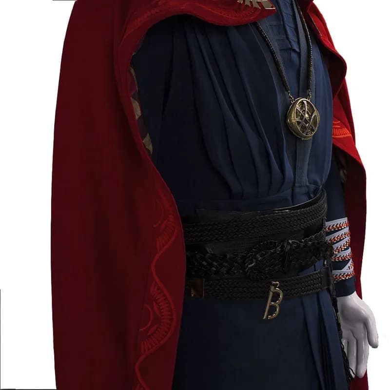 CyCosplay Doctor Strange Costume Steve Set Full Mantle Red Dress Agamotto Eye Ring Necklace Halloween party free