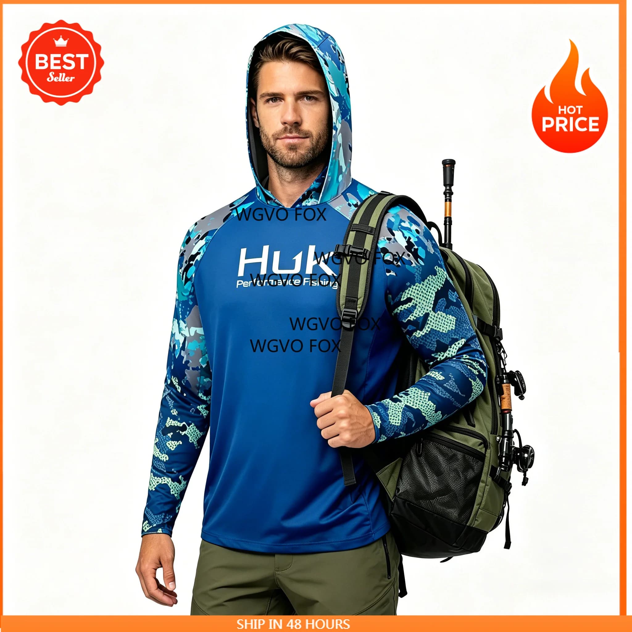 Xin Men‘s Long Sleeve UV Protection Fishing Shirt Hoodie Anti Mosquito Quick Dry Sun Protection Top Outdoor Clothes UPF 50+