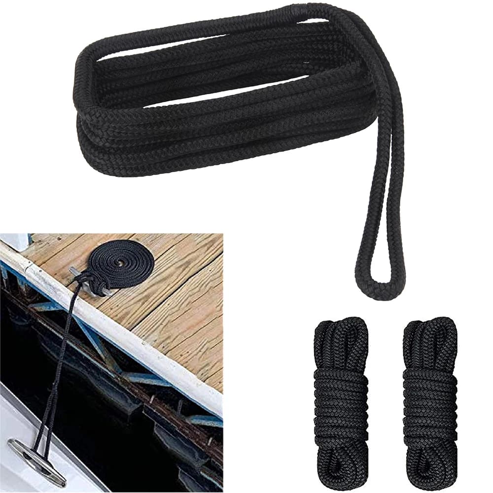 2 pezzi di corda di ancoraggio per barche in nylon doppia linea intrecciata per barche con anello da 12 "linea di ormeggio per corde per barche marine 16,5 piedi 25 piedi