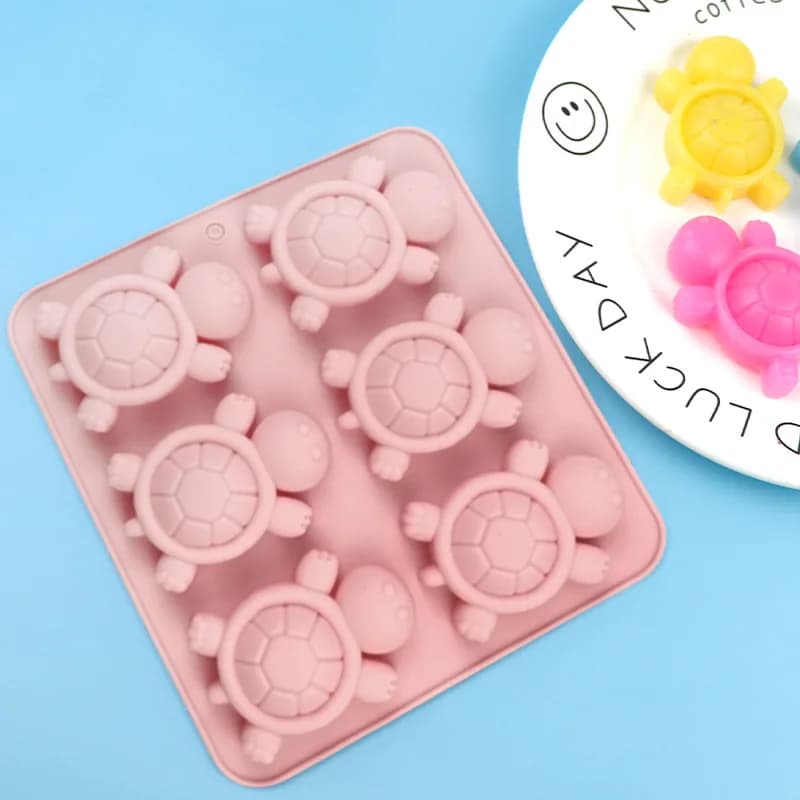 1 piece/6 pieces of silicone mold with turtle shaped design, jelly, chocolate pudding, baked ice cubes, drip glue