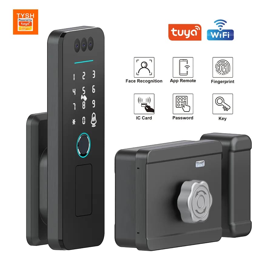 TYSH Sicurezza Tuya Wifi 3D Riconoscimento facciale Impronta digitale Smart Door Lock Password Card Serratura digitale