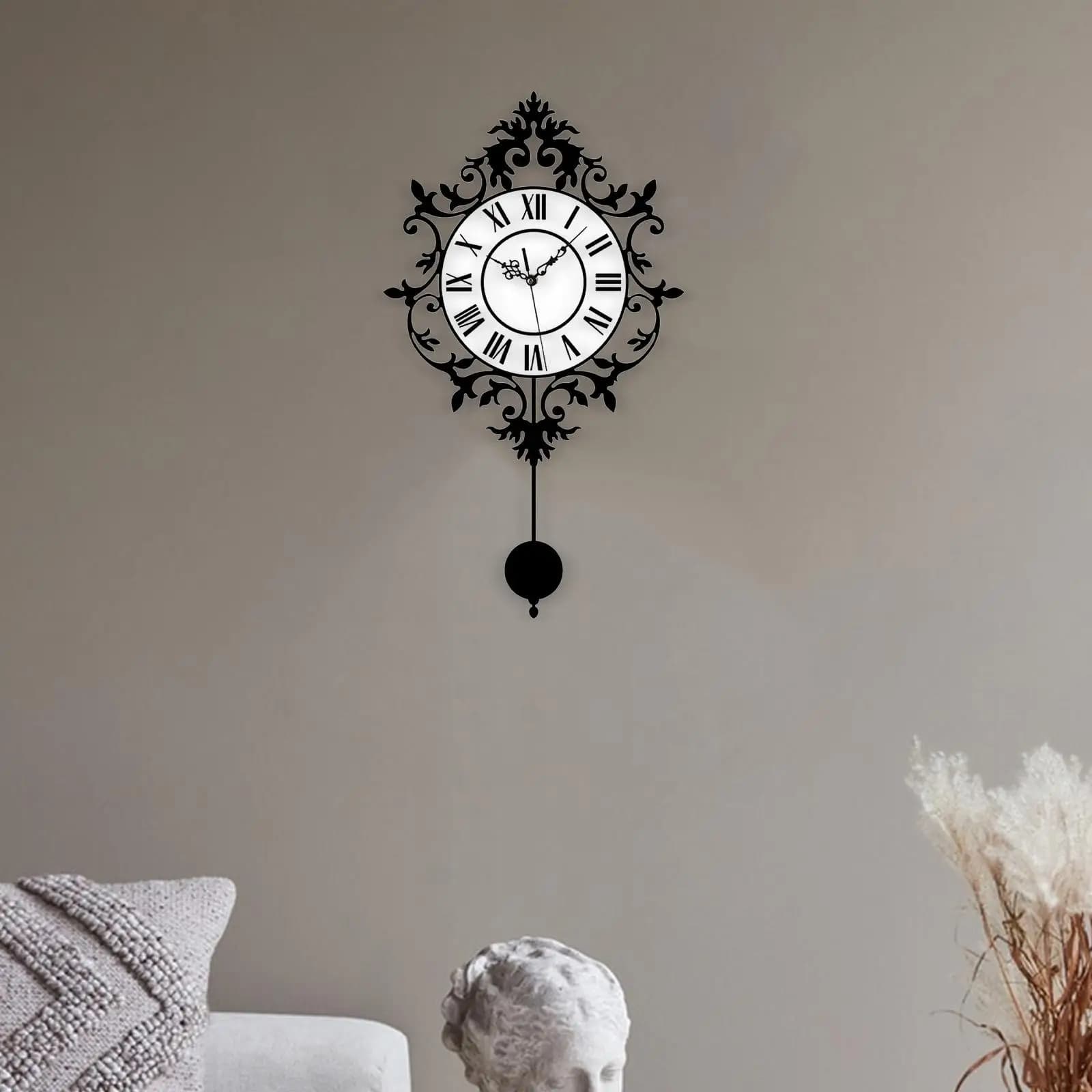 Orologio da parete a pendolo, decorazione da parete per bagno, a batteria, senza ticchettio