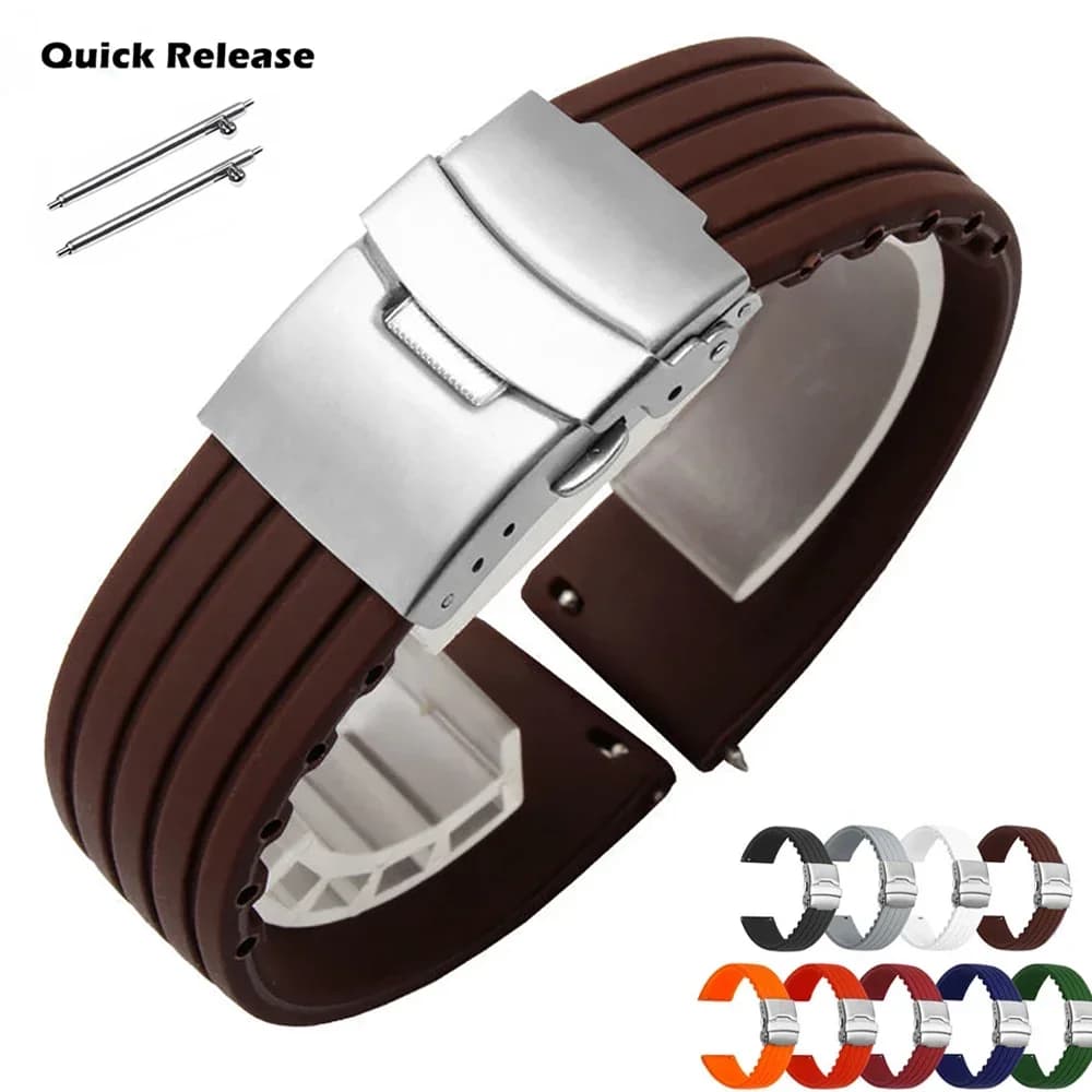 Cinturino per orologio in silicone morbido 18mm 20mm 22mm 24mm Cinturino a sgancio rapido per Seiko Uomo Donna Sostituisci per braccialetti universali Omega Cinture