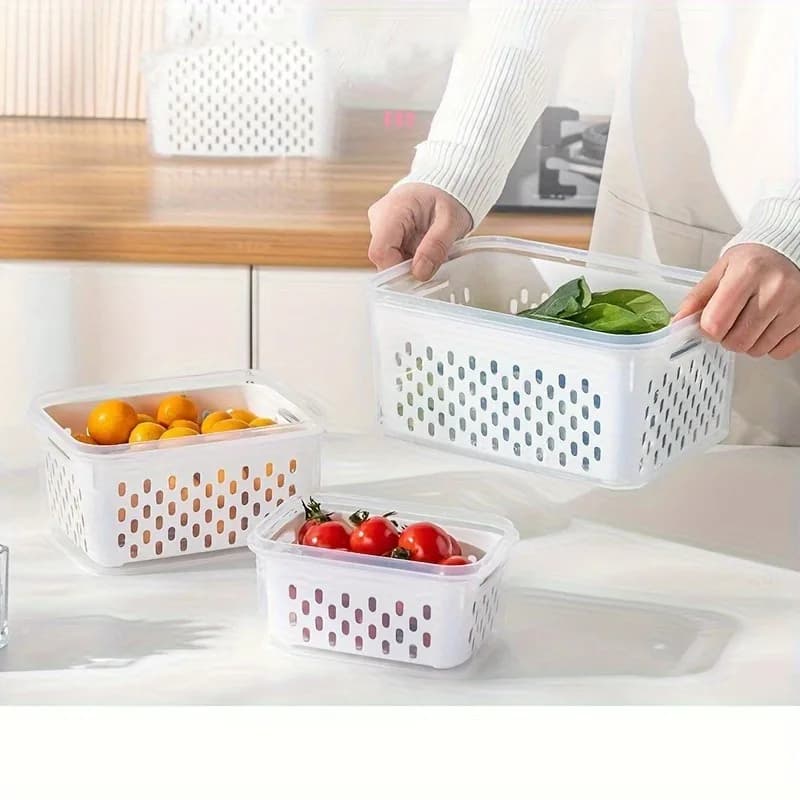 Contenitori per alimenti freschi premium da 2 pezzi (1 medio + 1 grande) - Conveniente per viaggiare, lavorare e viaggi di preparazione dei pasti scolastici - Riutilizzabili