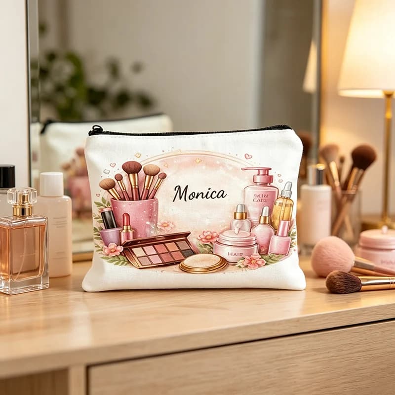 Personalized Name Watercolor Makeup Cosmetic Pouch Custom Print Women Travel Makeup Storage Zipper Bag Fashion Birthday Gift