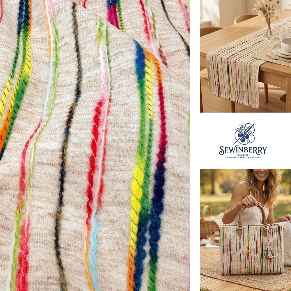 Vintage Striped Embroidery Polyester Fabric Thick Soft Warm Coat Bag Material 50x145cm For Fat Quarter Patchwork DIY Sewing
