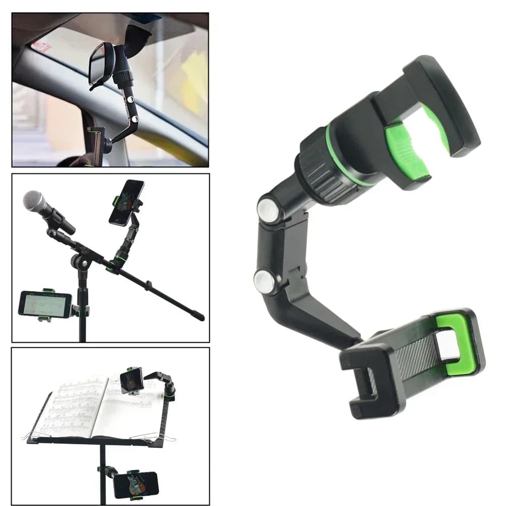 Phone Holder for Guitar Head Mic Stand Music Stand 360-degree Rotatable Smartphone Clip with 10 Guitar Picks Wiping Cloth