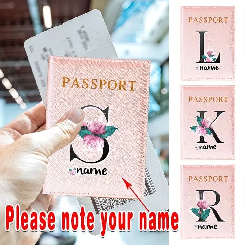 Custom Name PU Passport Sleeve Cover Passport Holder Protector Bank Business Card Case Organizer Leather Documents Storage