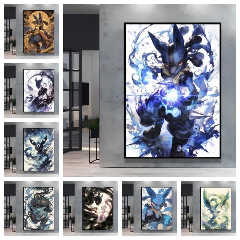5D Diamond Painting Kits Full Drill Pokemon Lucario Anime Cartoon Rhinestone Embroidery Cross Stitch Wall Art Home Decor Gift