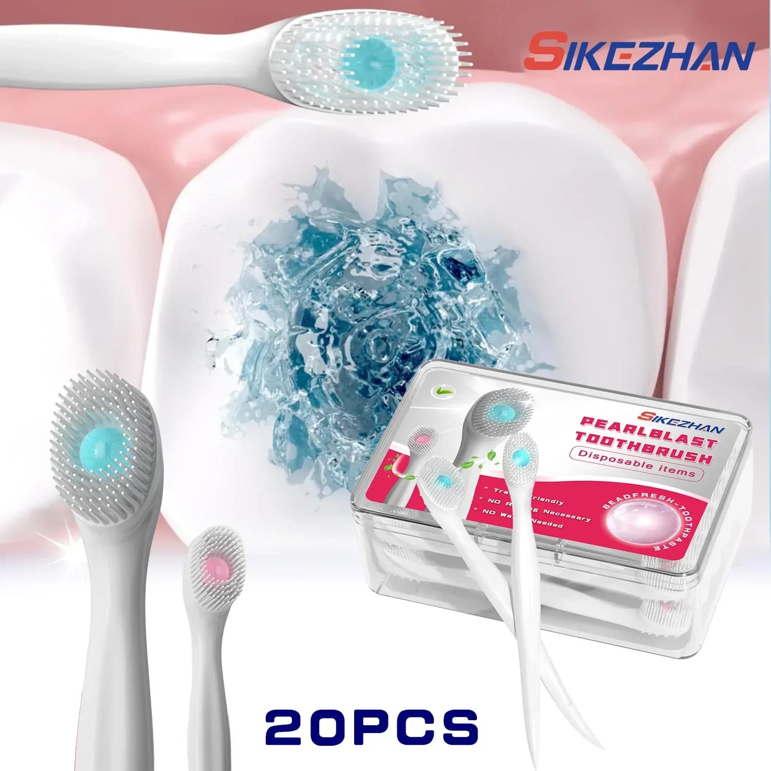 20 Pz/Box Explosion Beads Toothbrush And Drop Cleaning Brush Portable Travel Toothbrush With Toothpaste Toothbrush