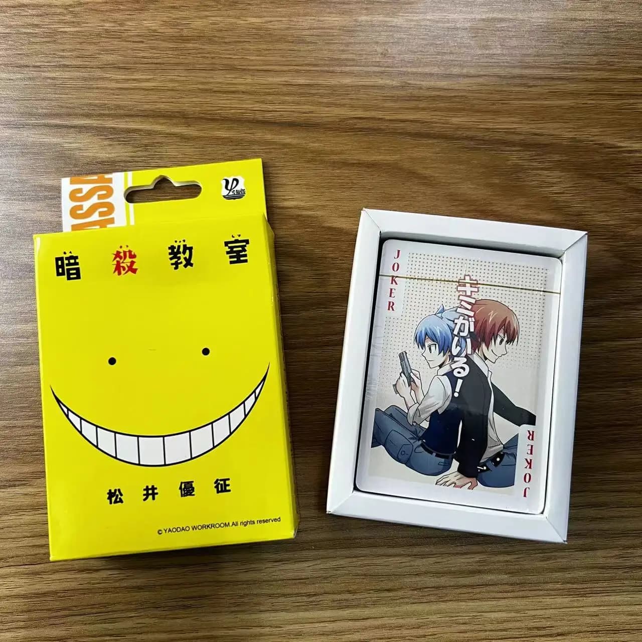 54 pezzi di carte Anime Assassination Classroom Carte da poker Cosplay Carte da gioco da tavolo Collezione con copertina rigida Giocattolo regalo con scatola