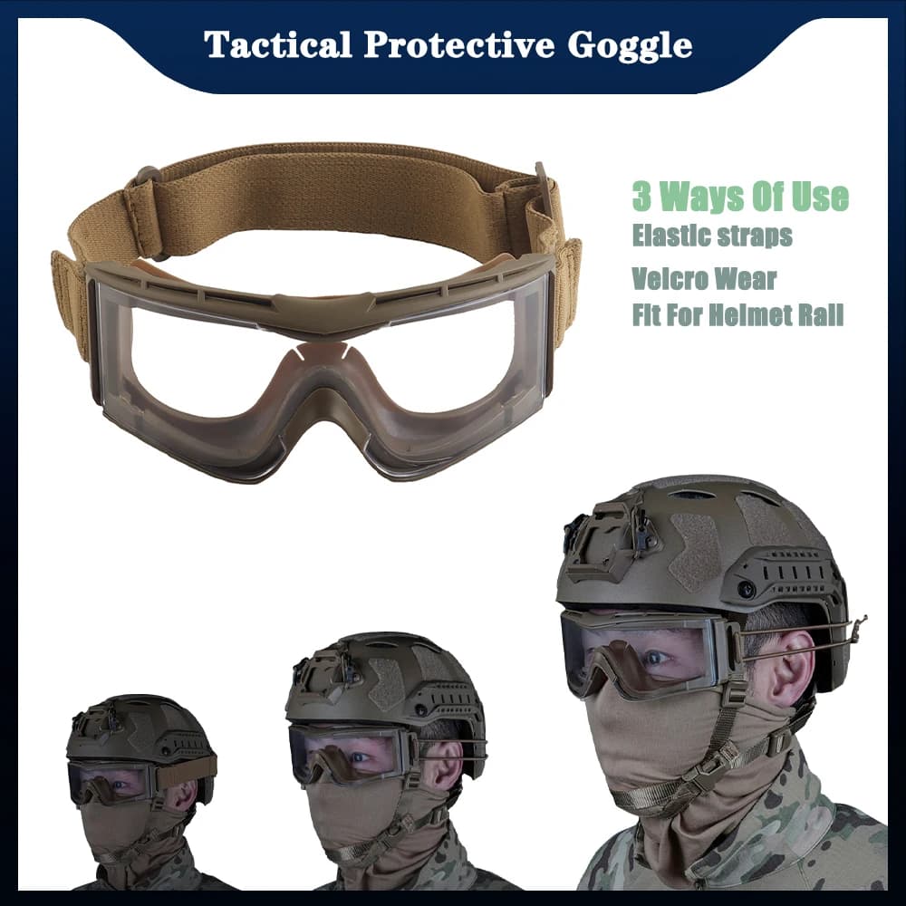 Set di occhiali tattici per paintball softair a prova di sole, antivento e antipolvere, occhiali da sci per moto da caccia, occhiali per casco veloci