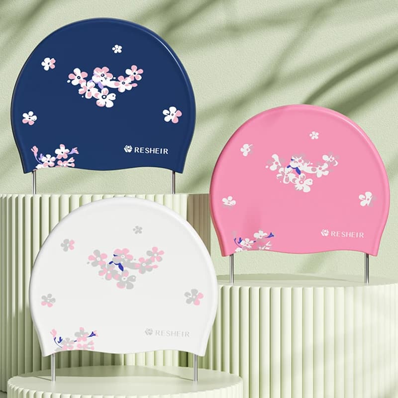 Silicone Waterproof Swimming Head, Comfortable Printed Swim Head and High Elastic Women's Specific Fashion